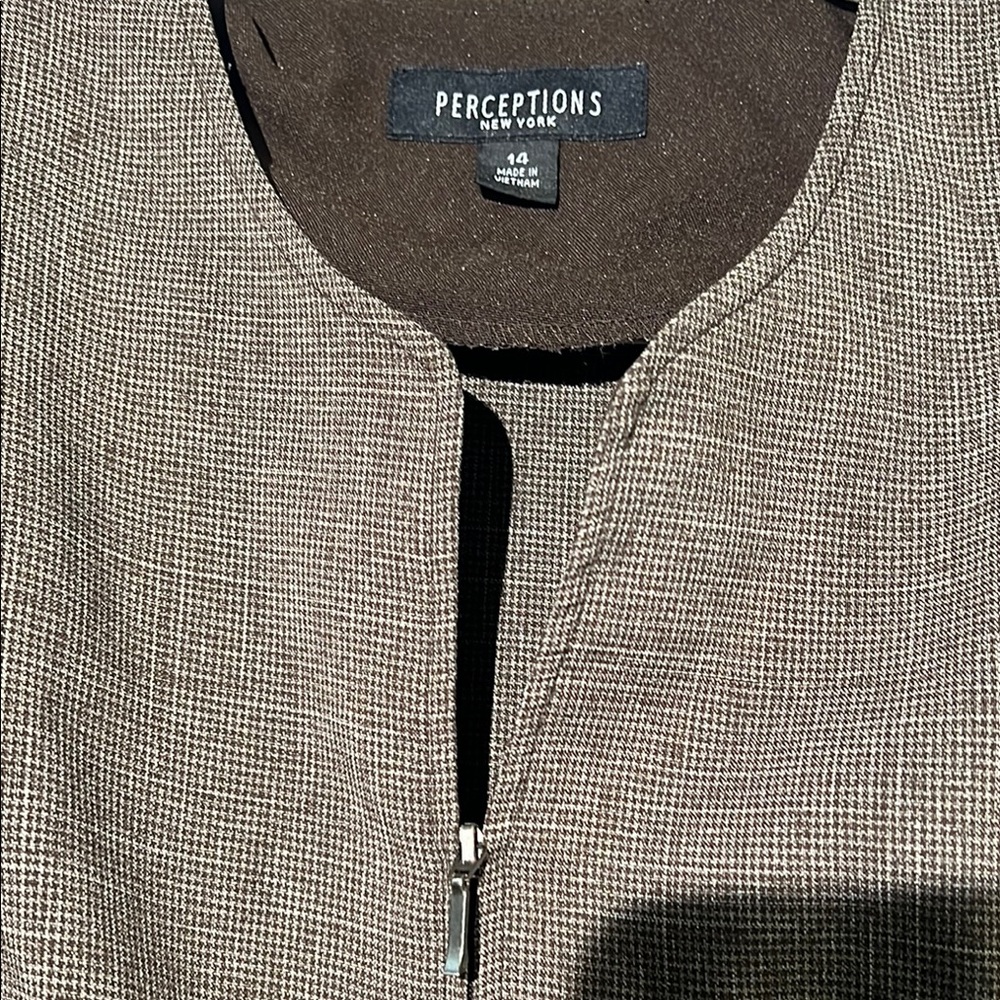 Perceptions Brown Blazer Tailored Open Front - image 2